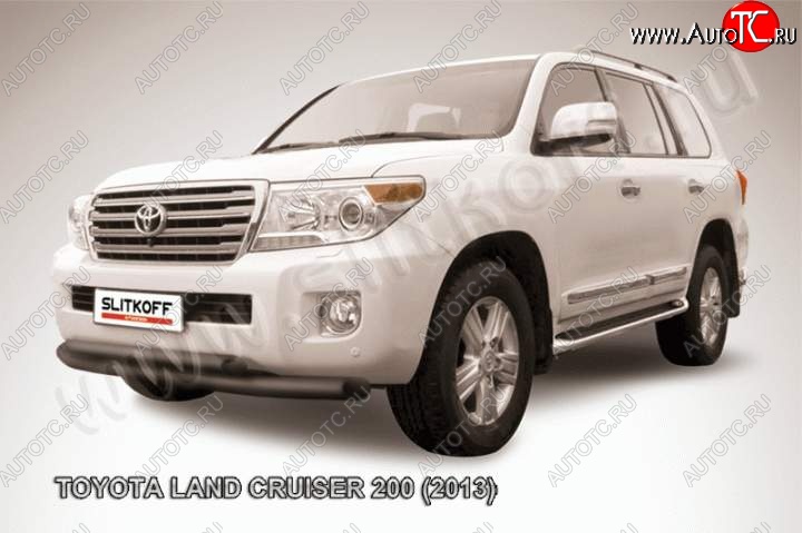 16 549 р. Защита переднего бампер Slitkoff Toyota Land Cruiser 200 1-ый рестайлинг (2012-2015) (Цвет: серебристый)  с доставкой в г. Краснодар