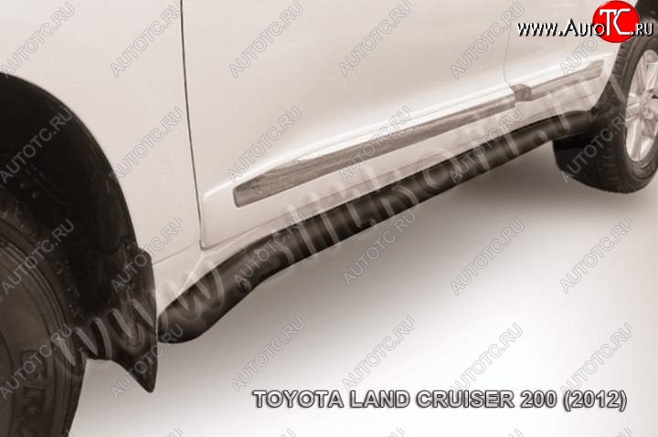 14 649 р. Защита порогов Slitkoff  Toyota Land Cruiser  200 (2012-2015) 1-ый рестайлинг (Цвет: серебристый)  с доставкой в г. Краснодар