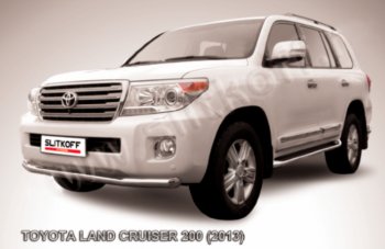 Защита переднего бампера Slitkoff (Ø76 мм) Toyota Land Cruiser 200 1-ый рестайлинг (2012-2015)