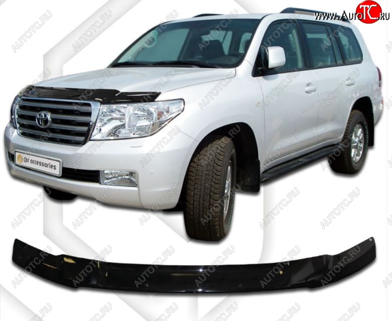 1 999 р. Дефлектор капота CA-Plastiс  Toyota Land Cruiser  200 (2012-2015) 1-ый рестайлинг (Classic черный, Без надписи)  с доставкой в г. Краснодар