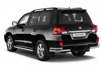 20 949 р. Защита порогов из трубы Ø51 Petroil Tuning Toyota Land Cruiser 200 2-ой рестайлинг (2015-2021) (Нержавеющая полированная сталь)  с доставкой в г. Краснодар. Увеличить фотографию 2