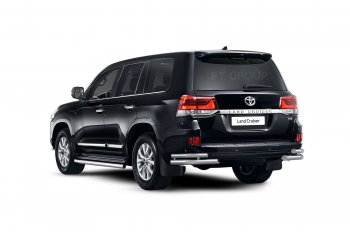 30 999 р. Защита порогов из трубы Ø63 Petroil Tuning Toyota Land Cruiser 200 2-ой рестайлинг (2015-2021) (Нержавеющая полированная сталь)  с доставкой в г. Краснодар. Увеличить фотографию 2