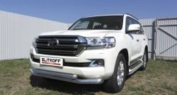 Двойная защита переднего бампера из труб диаметром 76 и 57 мм Slitkoff Toyota Land Cruiser 200 2-ой рестайлинг (2015-2021)