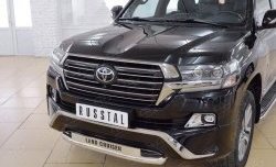 26 499 р. Защита переднего бампера (Ø63 мм с надписью, нержавейка) SLITKOFF  Toyota Land Cruiser  200 (2015-2021) 2-ой рестайлинг  с доставкой в г. Краснодар. Увеличить фотографию 3