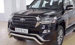 21 599 р. Защита переднего бампера (Ø63 мм волна, нержавейка) SLITKOFF  Toyota Land Cruiser  200 (2015-2021) 2-ой рестайлинг  с доставкой в г. Краснодар. Увеличить фотографию 3