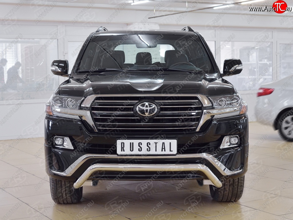 21 599 р. Защита переднего бампера (Ø63 мм волна, нержавейка) SLITKOFF  Toyota Land Cruiser  200 (2015-2021) 2-ой рестайлинг  с доставкой в г. Краснодар