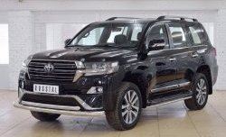 27 599 р. Защита переднего бампера (2 трубыØ76 и 63 мм, нержавейка) SLITKOFF  Toyota Land Cruiser  200 (2015-2021) 2-ой рестайлинг  с доставкой в г. Краснодар. Увеличить фотографию 2