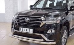 27 599 р. Защита переднего бампера (2 трубыØ76 и 63 мм, нержавейка) SLITKOFF  Toyota Land Cruiser  200 (2015-2021) 2-ой рестайлинг  с доставкой в г. Краснодар. Увеличить фотографию 3