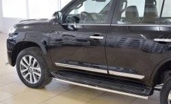 16 499 р. Защита порогов из круглой трубы диаметром 42 мм SLITKOFF Toyota Land Cruiser 200 2-ой рестайлинг (2015-2021)  с доставкой в г. Краснодар. Увеличить фотографию 4