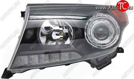 13 799 р. Левая фара SAT (чёрная Brownstone) Toyota Land Cruiser 200 дорестайлинг (2007-2012)  с доставкой в г. Краснодар