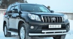 25 499 р. Защита переднего бампера (2 трубыØ76 и 63 мм, нержавейка) SLITKOFF  Toyota Land Cruiser Prado  J150 (2009-2013) дорестайлинг  с доставкой в г. Краснодар. Увеличить фотографию 4