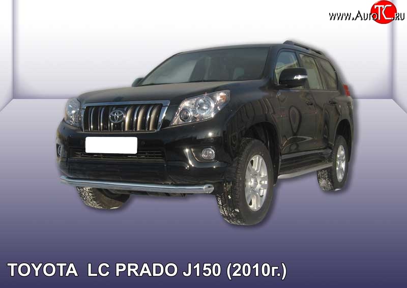 15 399 р. Одинарная защита переднего бампера диаметром 76 мм Slitkoff  Toyota Land Cruiser Prado  J150 (2009-2013) дорестайлинг (Цвет: нержавеющая полированная сталь)  с доставкой в г. Краснодар