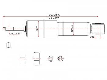 Амортизатор передний LH=RH SAT Toyota (Тойота) LiteAce (Лайт)  Noah (1996-2001) Noah