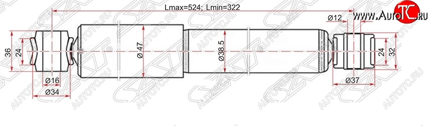 1 739 р. Амортизатор задний SAT (устанавливается на левую или правую сторону) Toyota LiteAce Noah (1996-2001)  с доставкой в г. Краснодар