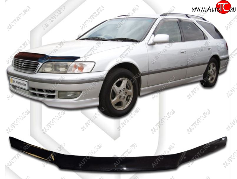 1 999 р. Дефлектор капота CA-Plastiс  Toyota Mark 2  Qualis (1997-2002) седан (Classic черный, Без надписи)  с доставкой в г. Краснодар