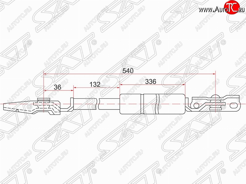 1 289 р. Правый газовый упор крышки багажника SAT  Toyota Nadia  XN10 (1998-2003) дорестайлинг, рестайлинг минивэн  с доставкой в г. Краснодар