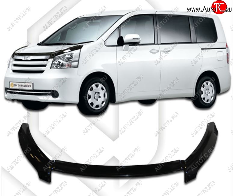 2 599 р. Дефлектор капота CA-Plastiс exclusive Toyota Noah 2 дорестайлинг (2007-2010) (Classic черный, Без надписи)  с доставкой в г. Краснодар