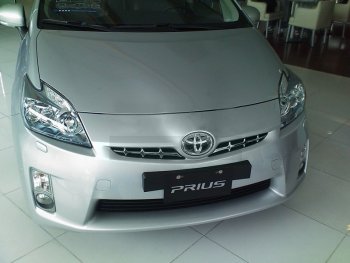 1 459 р. Декоративные элементы решетки радиатора SAT Toyota Prius XW30 дорестайлинг (2009-2011) (Хром)  с доставкой в г. Краснодар. Увеличить фотографию 2