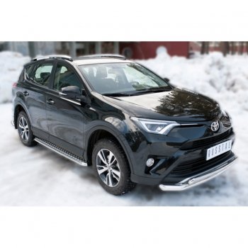 22 949 р. Пороги труба d42 с листом (Лист алюм,проф.сталь)(v2) SLITKOFF  Toyota RAV4  XA40 (2015-2019) 5 дв. рестайлинг  с доставкой в г. Краснодар. Увеличить фотографию 4