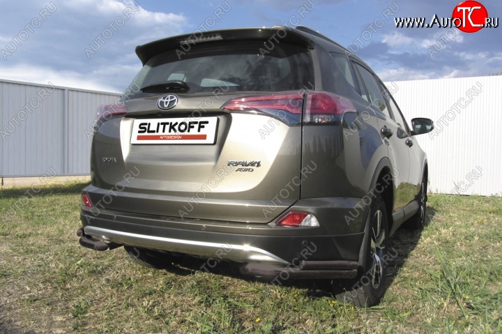 7 599 р. Уголки d57+d42 двойные  Toyota RAV4  XA40 (2015-2019) 5 дв. рестайлинг (Цвет: серебристый)  с доставкой в г. Краснодар