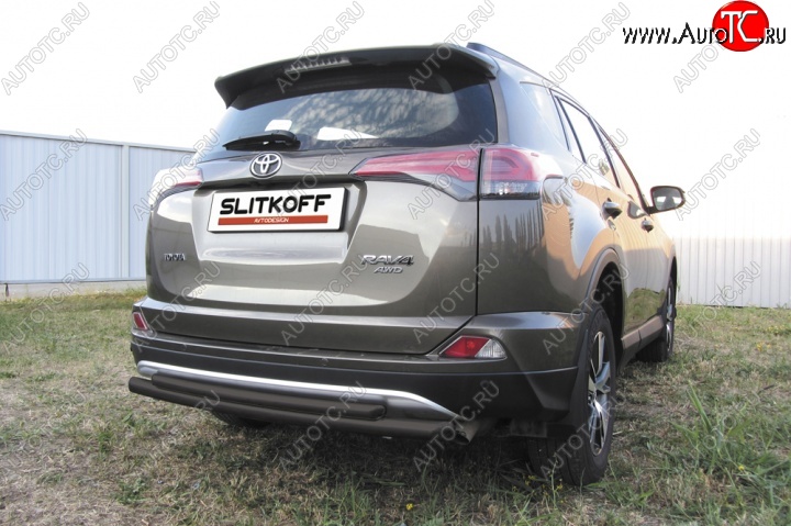 8 599 р. Защита задняя Slitkoff Toyota RAV4 XA40 5 дв. рестайлинг (2015-2019) (Цвет: серебристый)  с доставкой в г. Краснодар