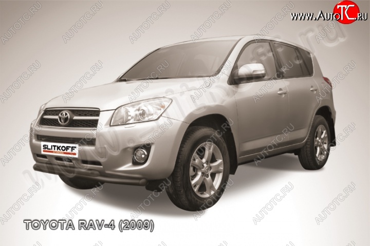 9 299 р. Защита переднего бампер Slitkoff  Toyota RAV4  XA30 (2008-2010) 5 дв. 1-ый рестайлинг, 5 дв. удлиненный 1-ый рестайлинг (Цвет: серебристый)  с доставкой в г. Краснодар