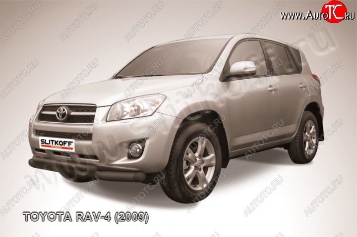 9 999 р. Защита переднего бампер Slitkoff  Toyota RAV4  XA30 (2008-2010) 5 дв. 1-ый рестайлинг (Цвет: серебристый)  с доставкой в г. Краснодар