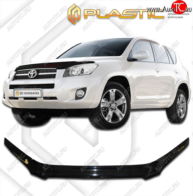 2 199 р. Дефлектор капота CA-Plastic (exclusive)  Toyota RAV4  XA30 (2008-2010) 5 дв. 1-ый рестайлинг, 5 дв. удлиненный 1-ый рестайлинг (Classic черный, Без надписи)  с доставкой в г. Краснодар