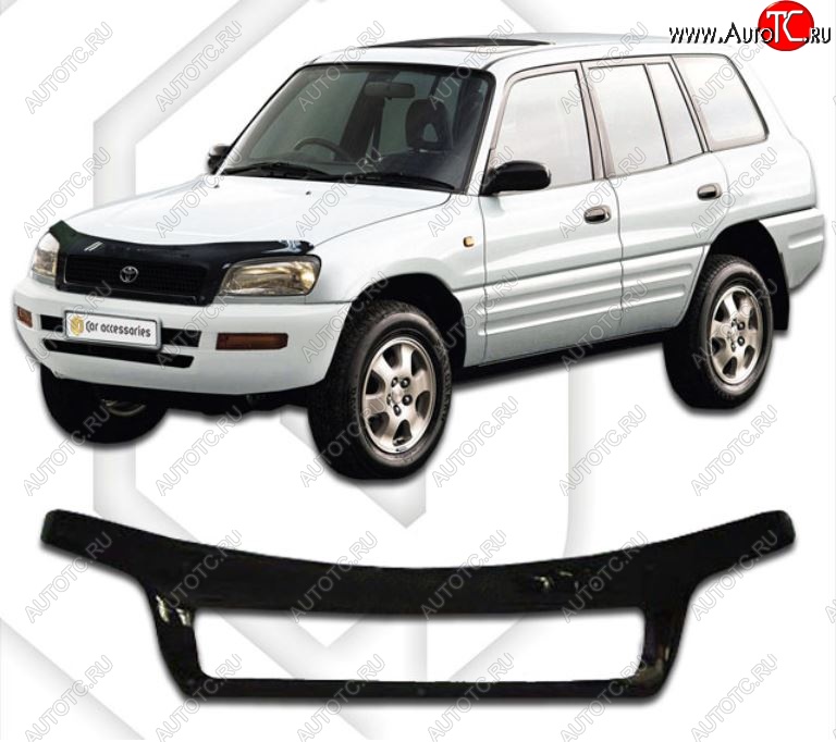 2 399 р. Дефлектор капота CA-Plastiс  Toyota RAV4  XA10 (1994-2000) 5 дв. дорестайлинг, 5 дв. рестайлинг (Classic черный, Без надписи)  с доставкой в г. Краснодар