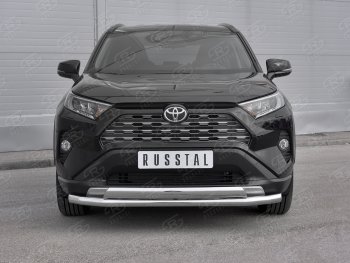 20 349 р. Защита переднего бампера (2 трубы Ø63 и 75х42 мм, нержавейка) Russtal Toyota RAV4 XA50 5 дв. дорестайлинг (2018-2025)  с доставкой в г. Краснодар. Увеличить фотографию 2