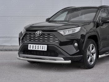 18 199 р. Защита переднего бампера (Ø63 мм, нержавейка) SLITKOFF Toyota RAV4 XA50 5 дв. дорестайлинг (2018-2024)  с доставкой в г. Краснодар. Увеличить фотографию 2