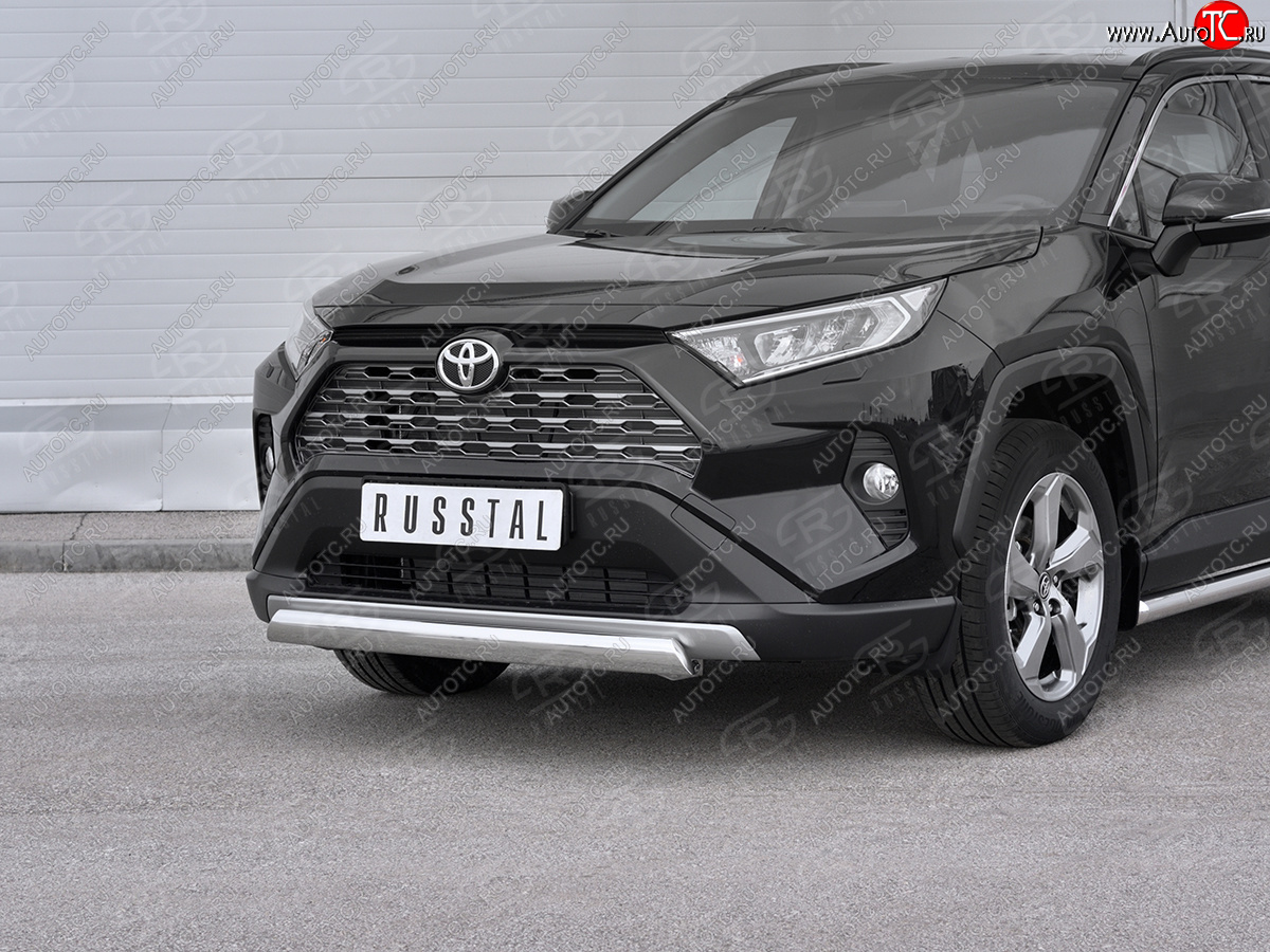 15 999 р. Защита переднего бампера (Ø75х42 мм, нержавейка) Russtal Toyota RAV4 XA50 5 дв. дорестайлинг (2018-2024)  с доставкой в г. Краснодар