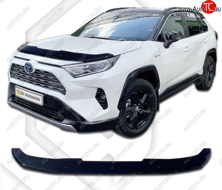 2 099 р. Дефлектор капота CA-Plastiс  Toyota RAV4  XA50 (2018-2024) 5 дв. дорестайлинг (Classic черный, Без надписи)  с доставкой в г. Краснодар