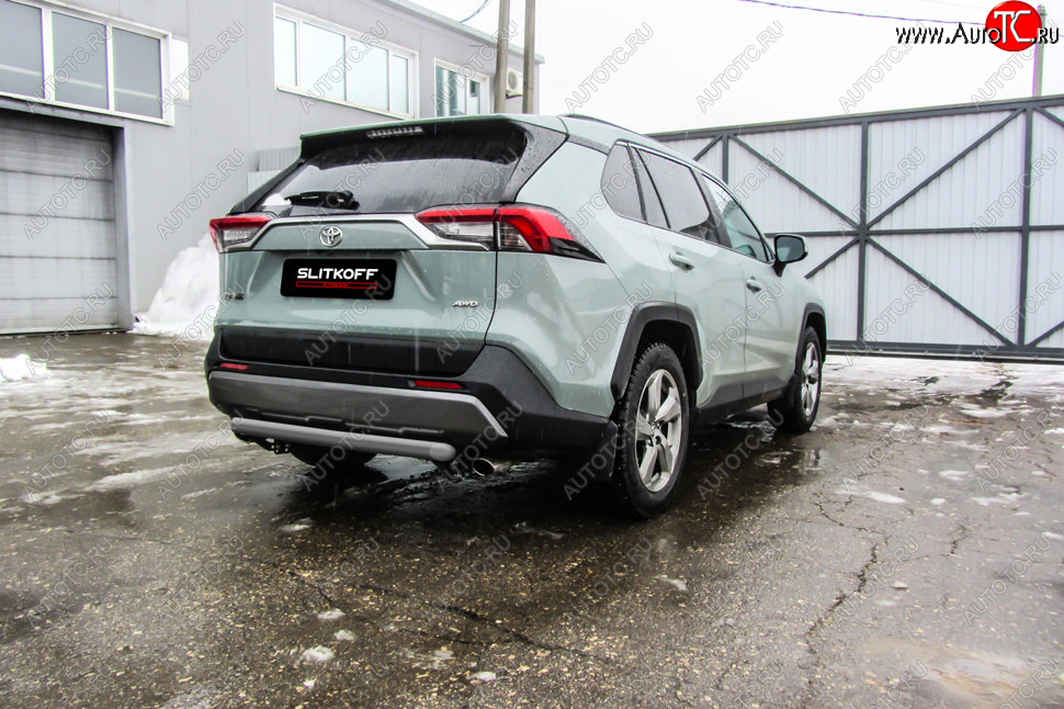 6 999 р. Защита заднего бампера Slitkoff (Ø57 мм)  Toyota RAV4  XA50 (2018-2024) 5 дв. дорестайлинг (Сталь с полимерным покрытием в цвет: серебристый)  с доставкой в г. Краснодар