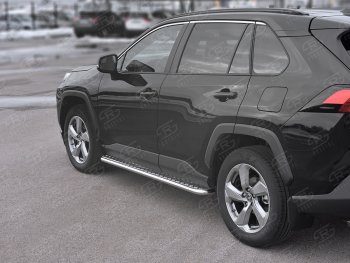 25 849 р. Пороги SLITKOFF d42 с листом  Toyota RAV4  XA50 (2018-2024) 5 дв. дорестайлинг (лист алюминий, труба сталь)  с доставкой в г. Краснодар. Увеличить фотографию 2