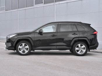 26 999 р. Защита порогов на SLITKOFF d76 с накладкой  Toyota RAV4  XA50 (2018-2024) 5 дв. дорестайлинг (защита порогов со скосами на торцах)  с доставкой в г. Краснодар. Увеличить фотографию 2