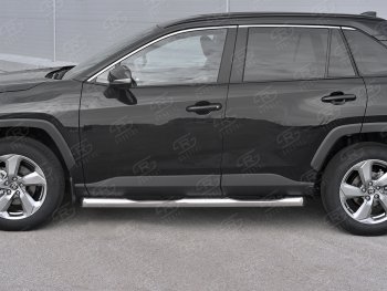 26 999 р. Защита порогов на SLITKOFF d76 с накладкой  Toyota RAV4  XA50 (2018-2024) 5 дв. дорестайлинг (защита порогов со скосами на торцах)  с доставкой в г. Краснодар. Увеличить фотографию 3