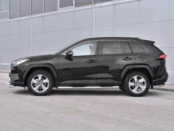 24 999 р. Защита порогов на SLITKOFF труба d76 с накладкой Toyota RAV4 XA50 5 дв. дорестайлинг (2018-2024) (защита порогов с заглушками на торцах)  с доставкой в г. Краснодар. Увеличить фотографию 3