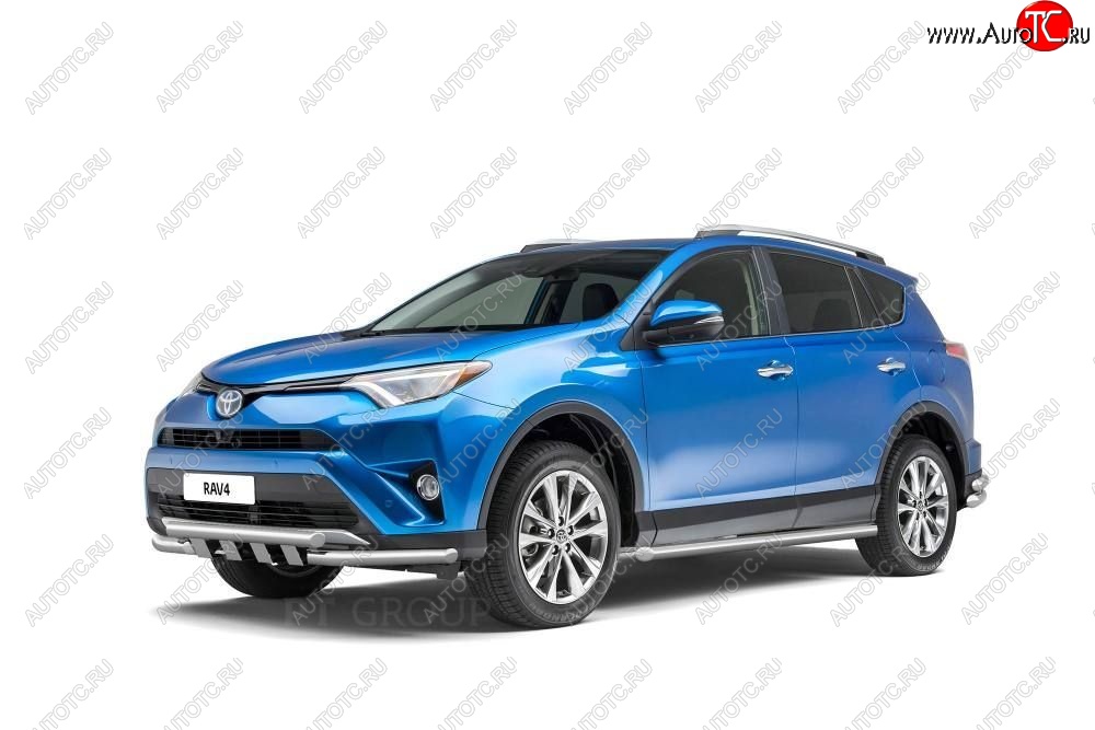 25 999 р. Защита порогов из трубы Ø63 Petroil Tuning Toyota RAV4 XA40 5 дв. дорестайлинг (2012-2015) (Нержавеющая полированная сталь)  с доставкой в г. Краснодар