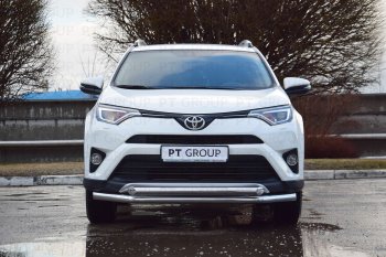 Защита переднего бампера двойная из труб d63/63 мм Petroil Tuning Toyota RAV4 XA40 5 дв. рестайлинг (2015-2019)  (Нержавеющая полированная сталь)