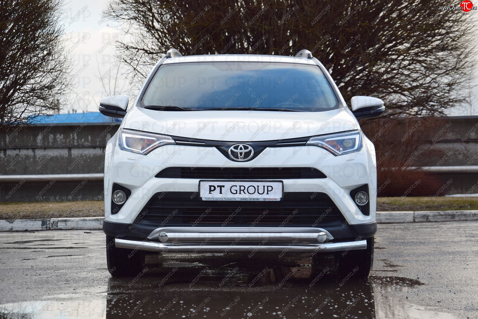 23 799 р. Защита переднего бампера двойная из труб d63/63 мм Petroil Tuning Toyota RAV4 XA40 5 дв. рестайлинг (2015-2019) (Нержавеющая полированная сталь)  с доставкой в г. Краснодар