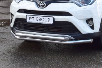 23 799 р. Защита переднего бампера двойная из труб d63/63 мм Petroil Tuning Toyota RAV4 XA40 5 дв. рестайлинг (2015-2019) (Нержавеющая полированная сталь)  с доставкой в г. Краснодар. Увеличить фотографию 3