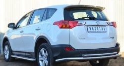 16 999 р. Защита заднего бампера (Ø63 и 42 мм, нержавейка) SLITKOFF  Toyota RAV4  XA40 (2012-2015) 5 дв. дорестайлинг  с доставкой в г. Краснодар. Увеличить фотографию 2