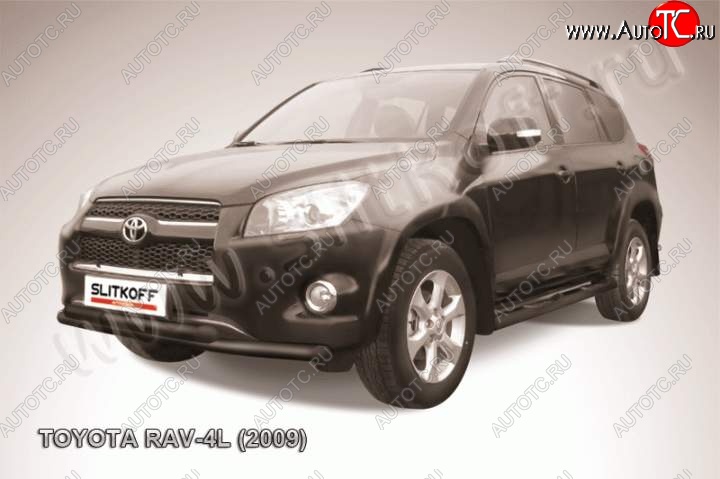 9 299 р. Защита переднего бампер Slitkoff Toyota RAV4 XA30 5 дв. удлиненный 1-ый рестайлинг (2009-2010) (Цвет: серебристый)  с доставкой в г. Краснодар