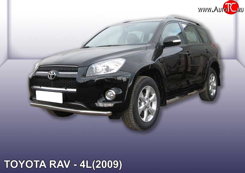 11 749 р. Одинарная защита переднего бампера из трубы диаметром 57 мм Slitkoff  Toyota RAV4  XA30 (2009-2010) 5 дв. удлиненный 1-ый рестайлинг (Цвет: нержавеющая полированная сталь)  с доставкой в г. Краснодар