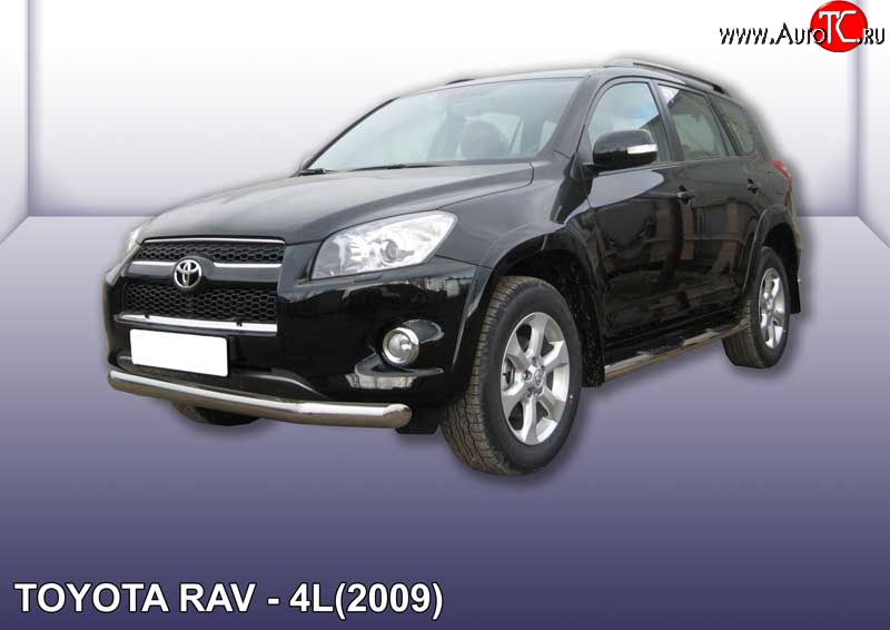 13 499 р. Одинарная защита переднего бампера диаметром 76 мм Slitkoff  Toyota RAV4  XA30 (2009-2010) 5 дв. удлиненный 1-ый рестайлинг (Цвет: нержавеющая полированная сталь)  с доставкой в г. Краснодар