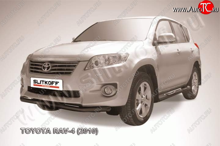 8 199 р. Защита переднего бампер Slitkoff Toyota RAV4 XA30 5 дв. 2-ой рестайлинг (2010-2013) (Цвет: серебристый)  с доставкой в г. Краснодар