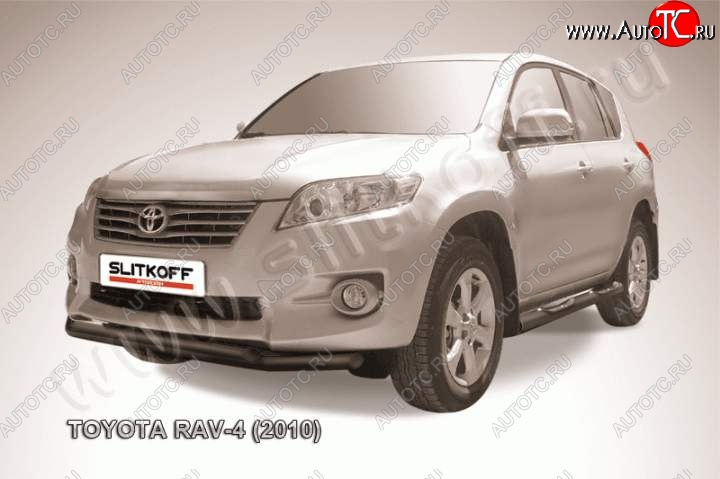 10 299 р. Защита переднего бампер Slitkoff Toyota RAV4 XA30 5 дв. 2-ой рестайлинг (2010-2013) (Цвет: серебристый)  с доставкой в г. Краснодар