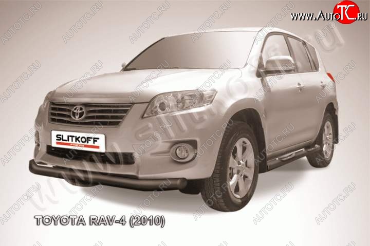 9 449 р. Защита переднего бампер Slitkoff Toyota RAV4 XA30 5 дв. 2-ой рестайлинг (2010-2013) (Цвет: серебристый)  с доставкой в г. Краснодар