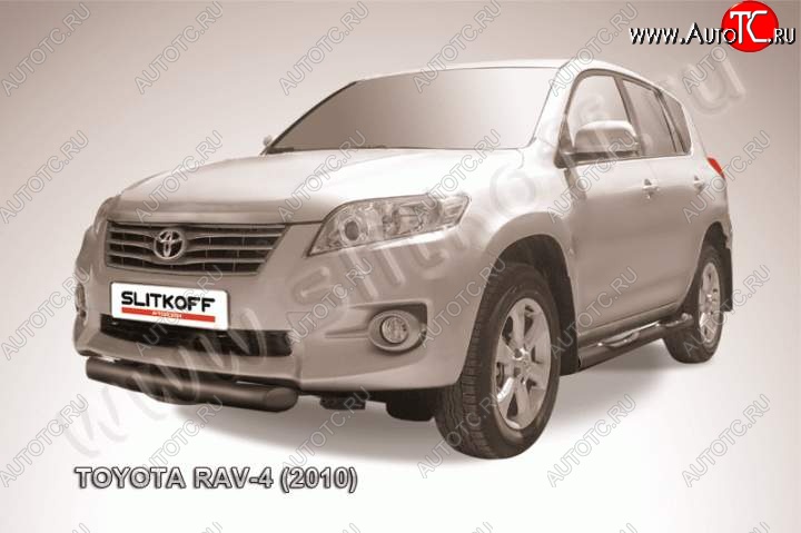 8 599 р. Защита переднего бампер Slitkoff Toyota RAV4 XA30 5 дв. 2-ой рестайлинг (2010-2013) (Цвет: серебристый)  с доставкой в г. Краснодар